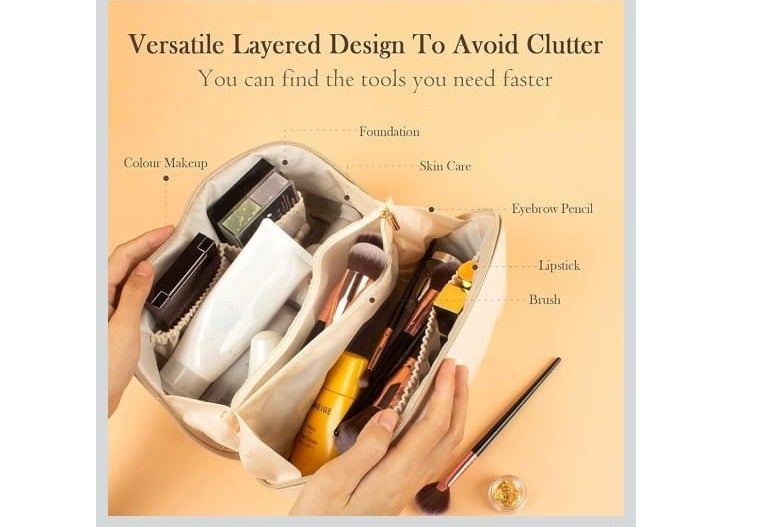 Large Capacity Travel Cosmetic Bag, Multifunctional, Waterproof, Portable, With Handle (of white) - Image 5